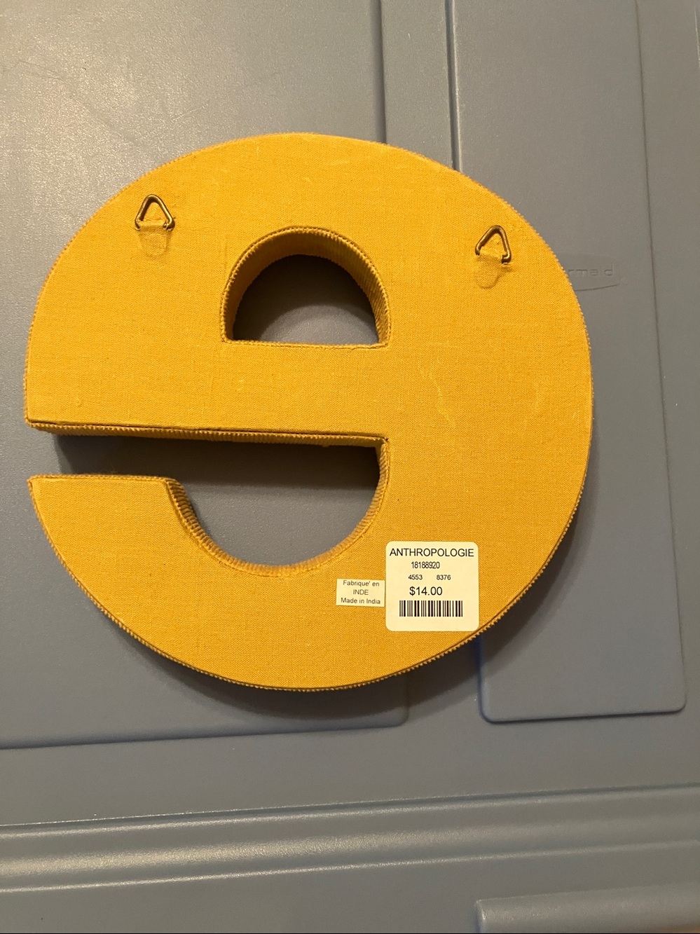 Anthropologie Colorful Fabric Letter 'e' Wall Accent - Pink, Purple, Yellow - Picture 2 of 4